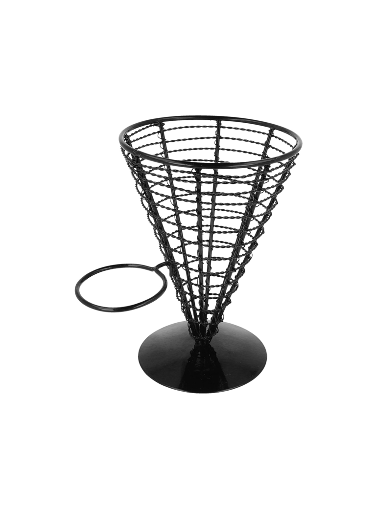 Presentation basket D12.8 cm.x H18 cm. FINGER FOOD. Black steel.