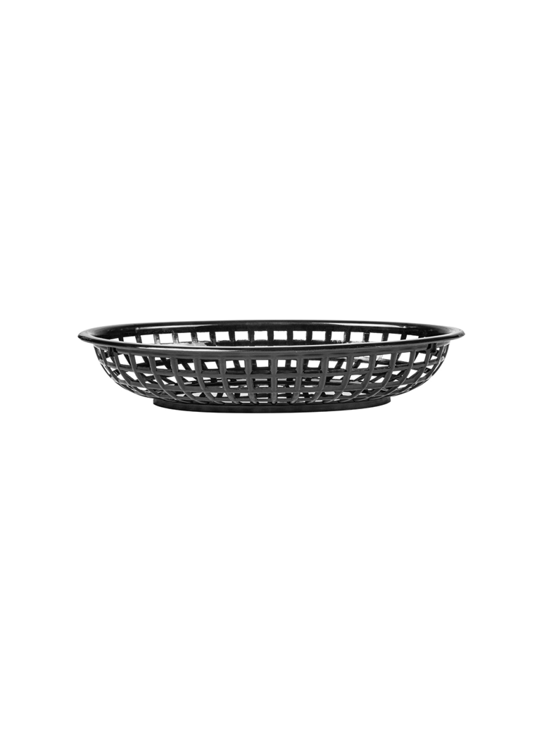 Presentation basket 24 x 15 x 4.5 cm. FINGER FOOD black plastic.