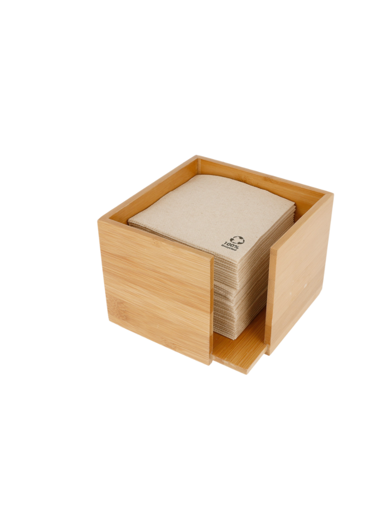 Dispenser for napkins (bamboo, 14x14x10 cm)