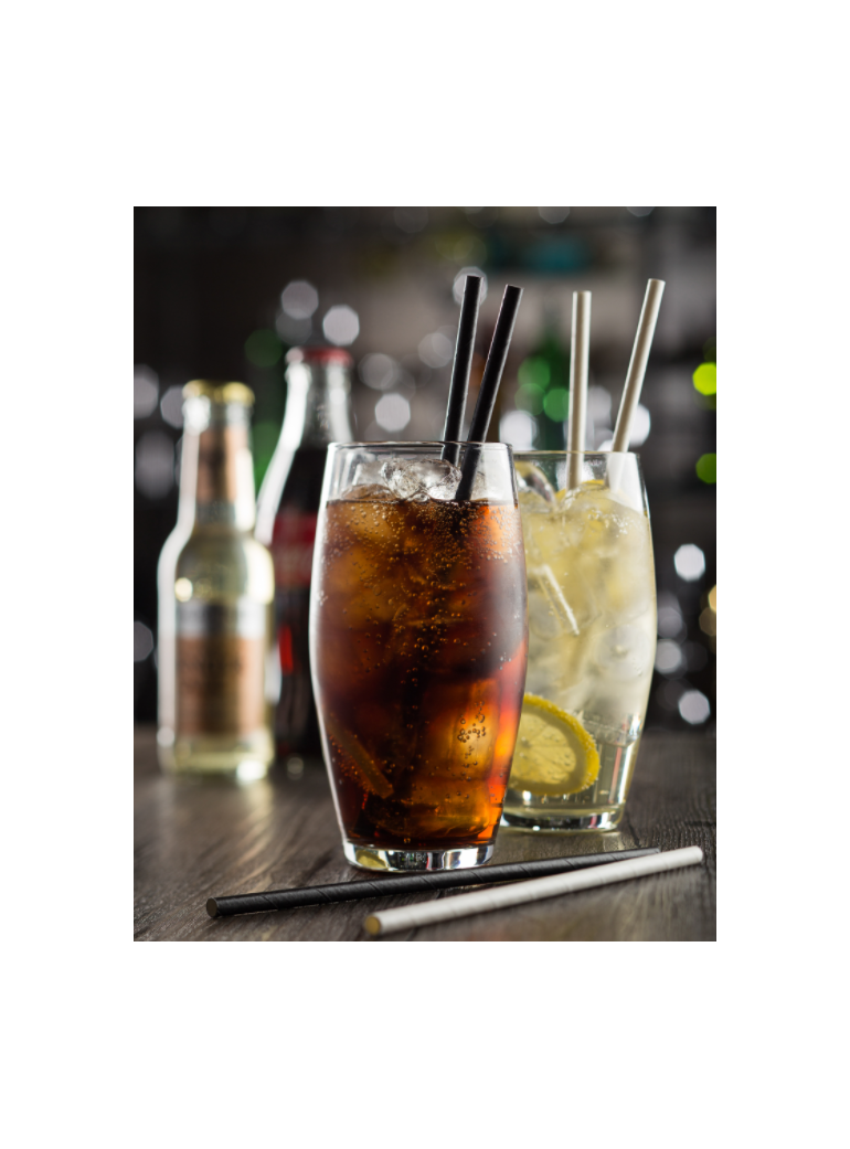 Šiaudeliai 6x200 mm popieriniai juodi (250)