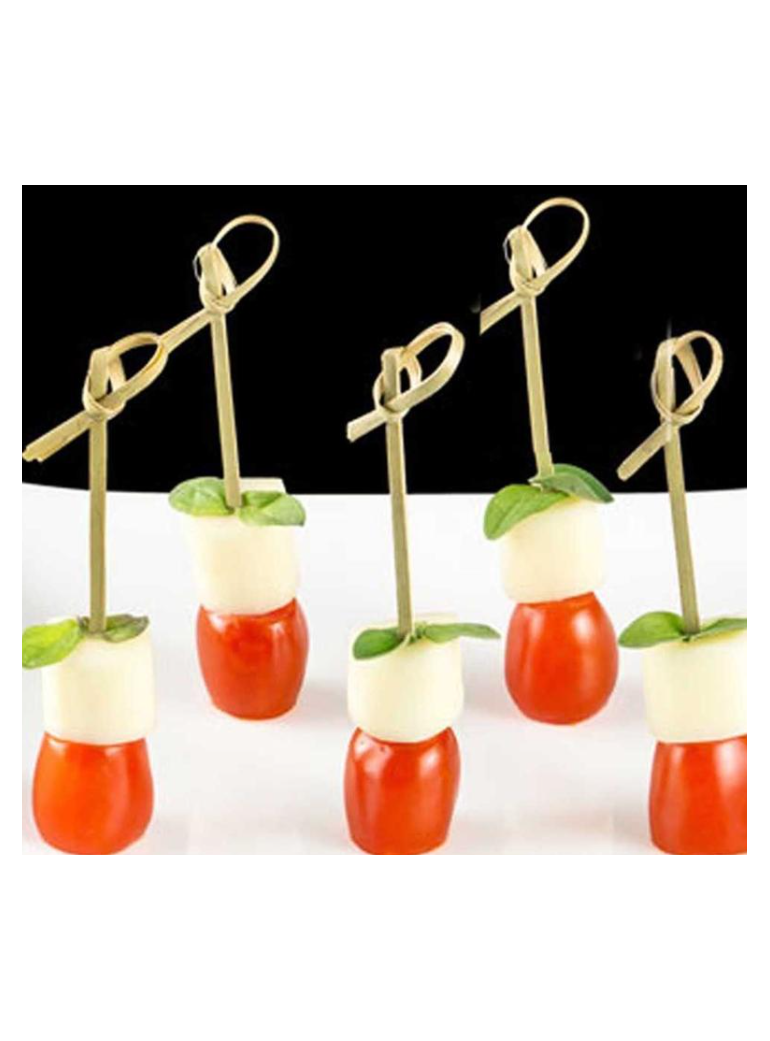 Smeigtukai bambukiniai 12 cm su mazgeliais raudoni (100)