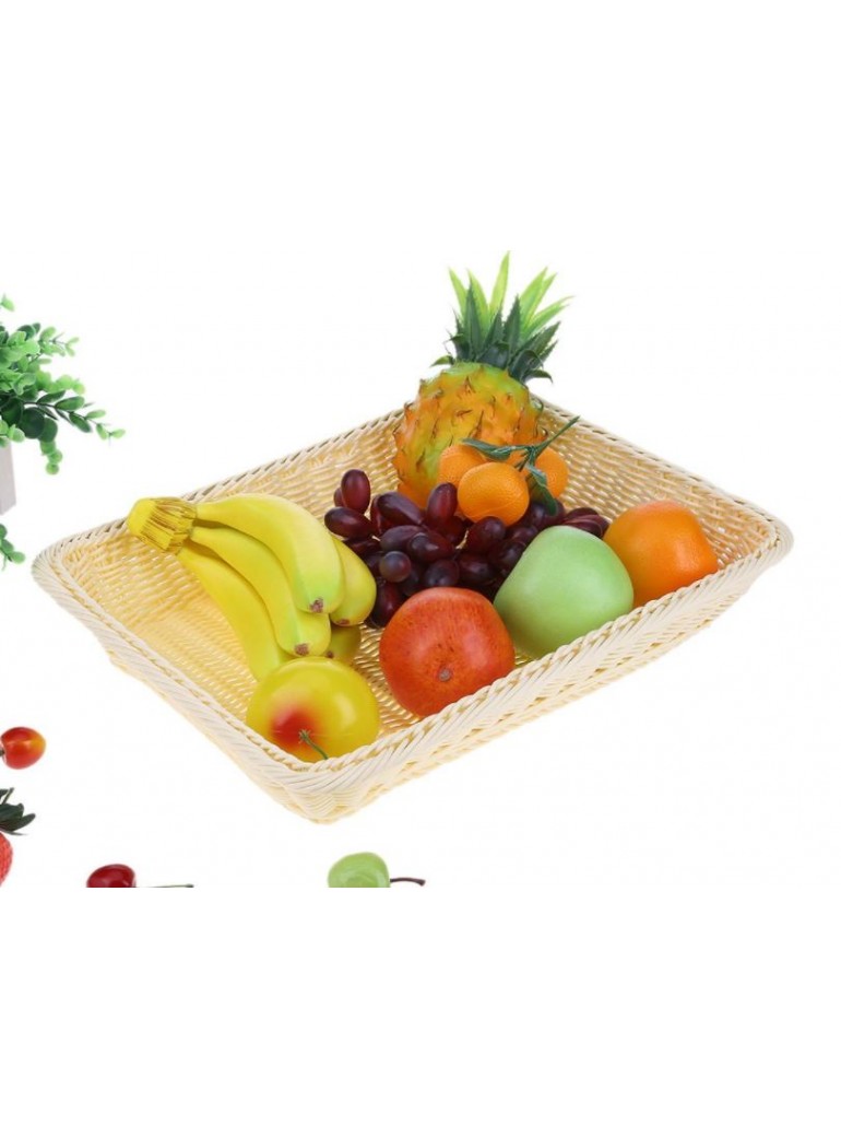 Rectangular basket, GN 1/1. 53 cm.  x 32.5 cm. x H6.5 cm. Polypropylene/ Nickel chrome.