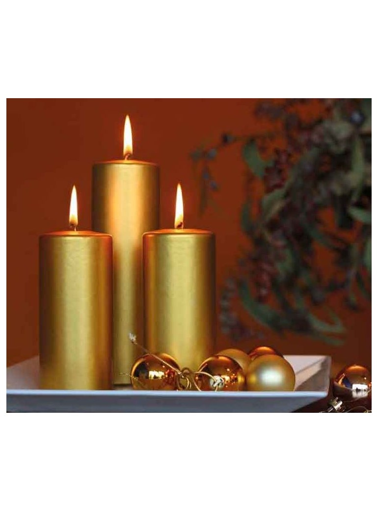 Žvakė cilindras 7x15 cm Matt Gold