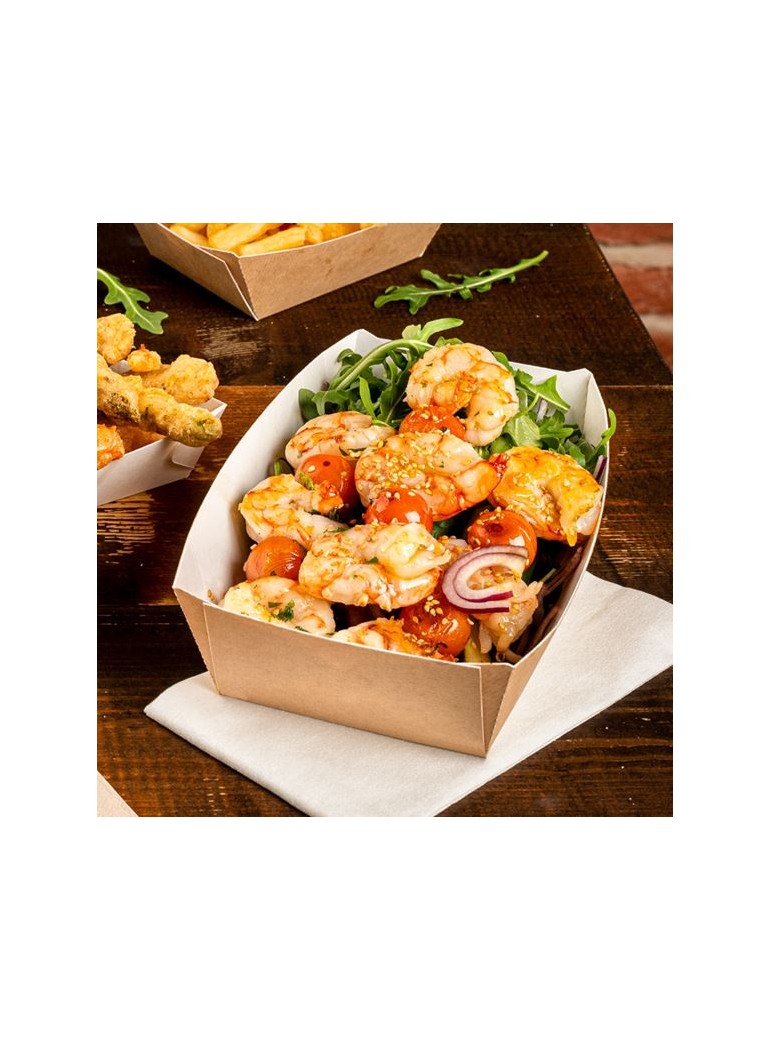 Vienkartinė lėkštė - dubuo THEPACK (rudas, 13,5 x 8,5 x 6,2 cm., 150 vnt.)