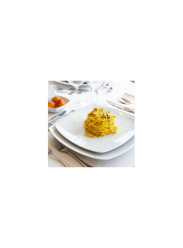 Plate MEDRI. Series SATURNIA TICO. Soups. 21 cm. X 21 cm. Porcelain, white.