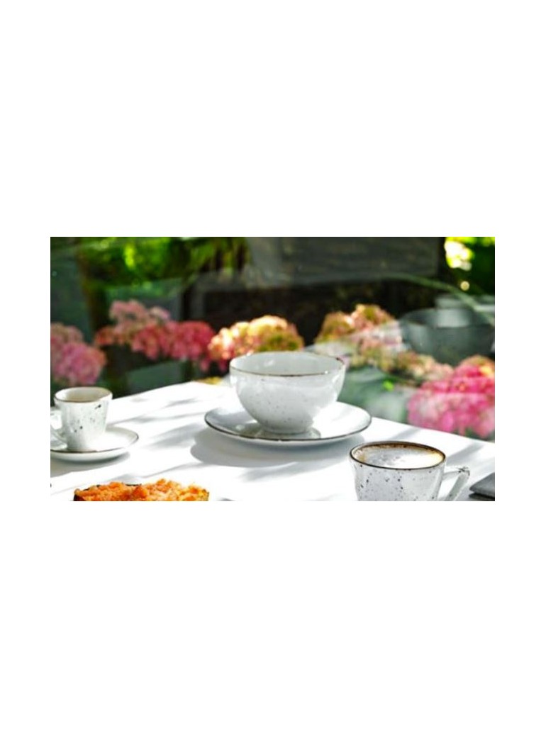 Lėkštutė 12 cm. puodeliui Dots balta, porcel.