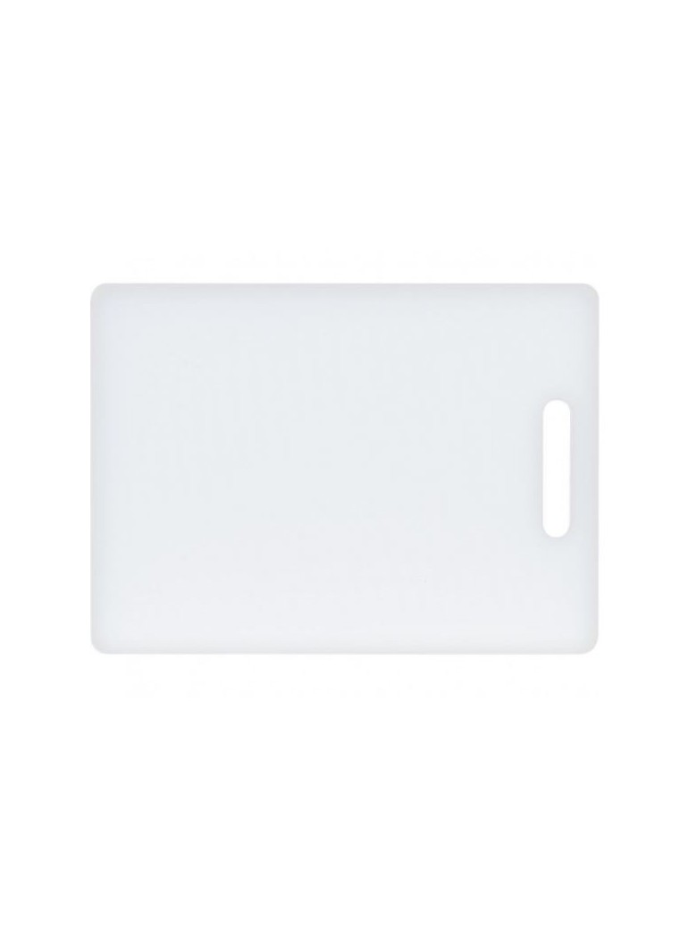 Cutting board. 34 cm. x 23 cm. x 1 cm. Polyethylene, white.