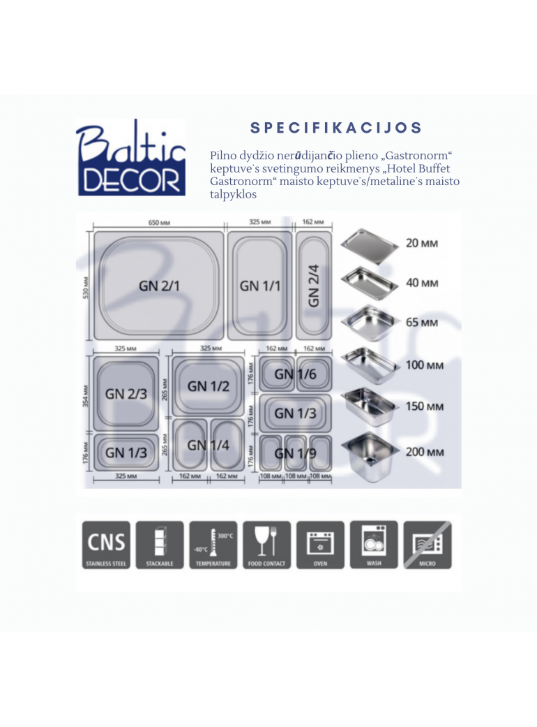 Lid for GN 1/3 container, stainless steel
