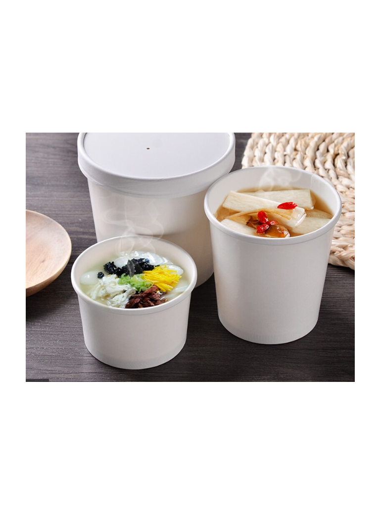 Vienkartinis indelis ECO SOUP (baltas, 360 ml., Ø7 cm., H8 cm., 50 vnt.)