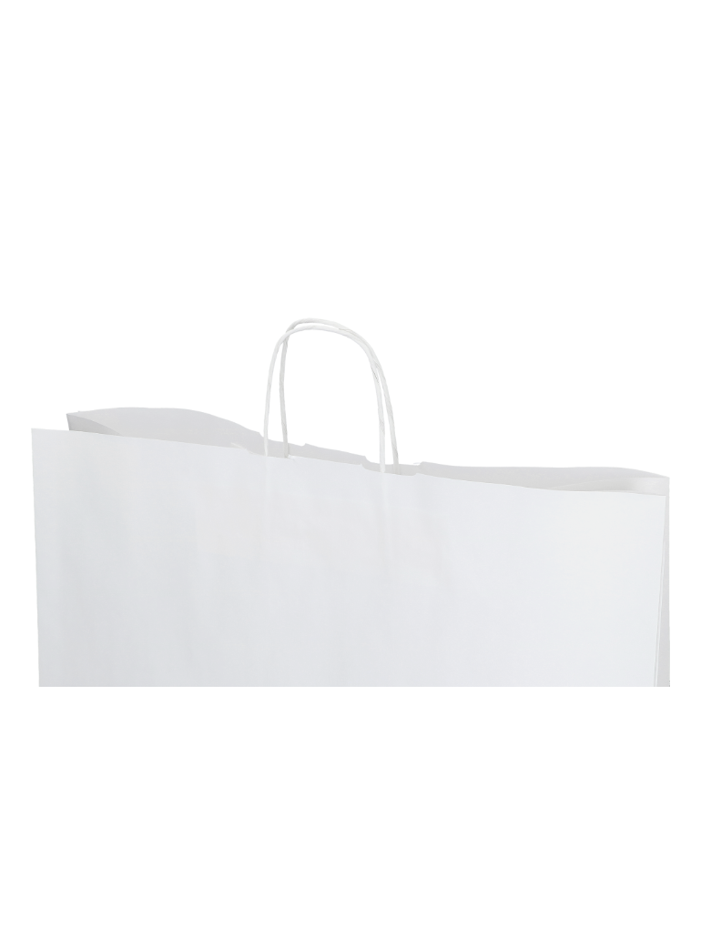 Maišelis pop, 32+16x43 cm. su rank. baltas