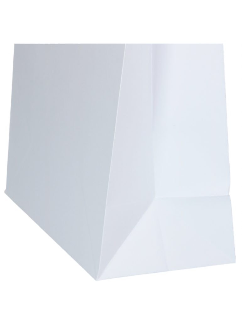 Maišelis pop, 26+17x24 cm. su rank. baltas