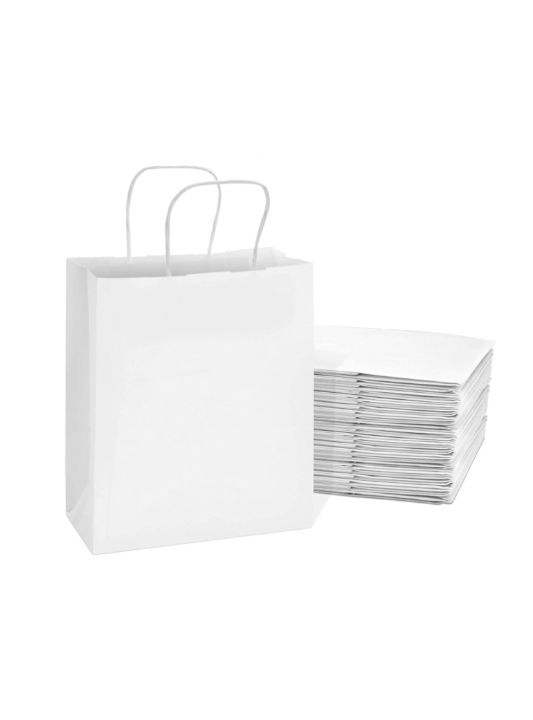 Maišelis pop, 26+17x24 cm. su rank. baltas