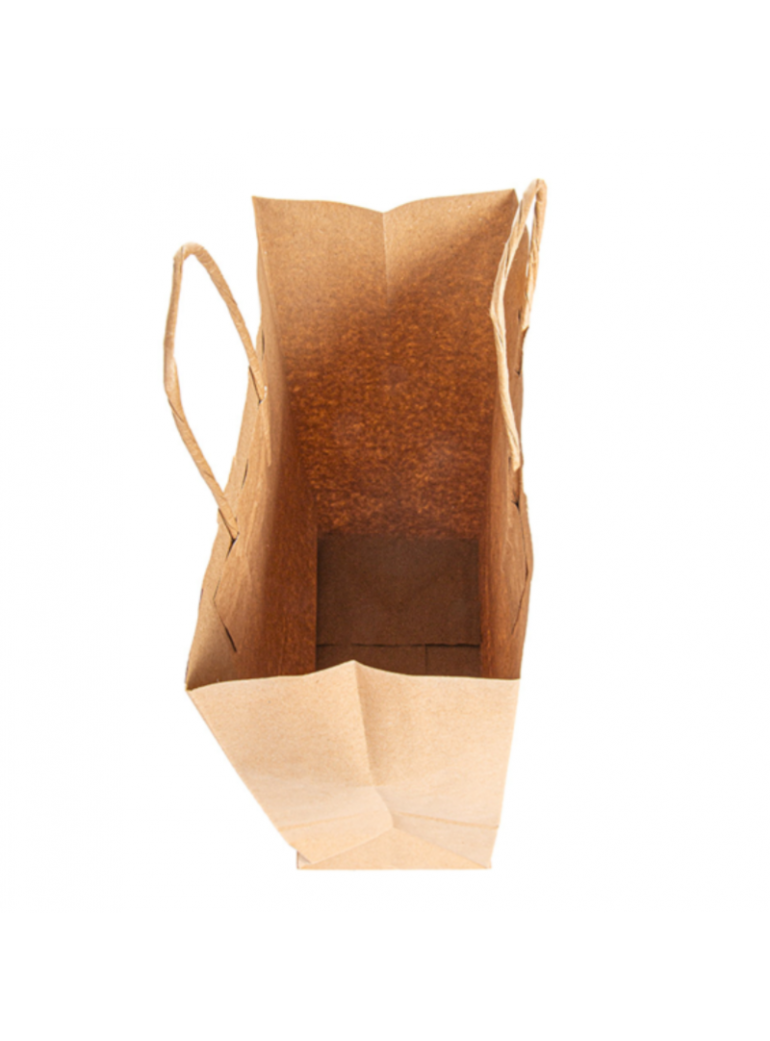 Maišelis pop, 20+10x29 cm. su rank. rudas