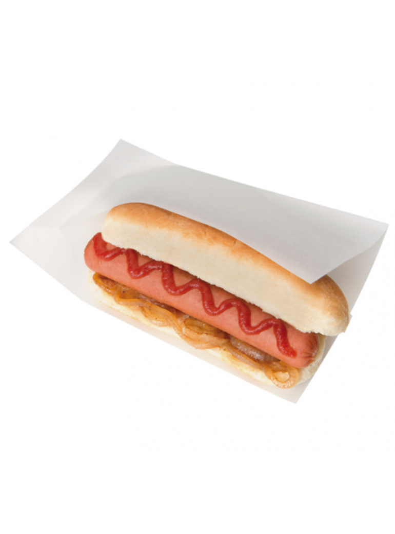 Maišelis 25x13x10 cm. hotdogui baltas atviras (100)