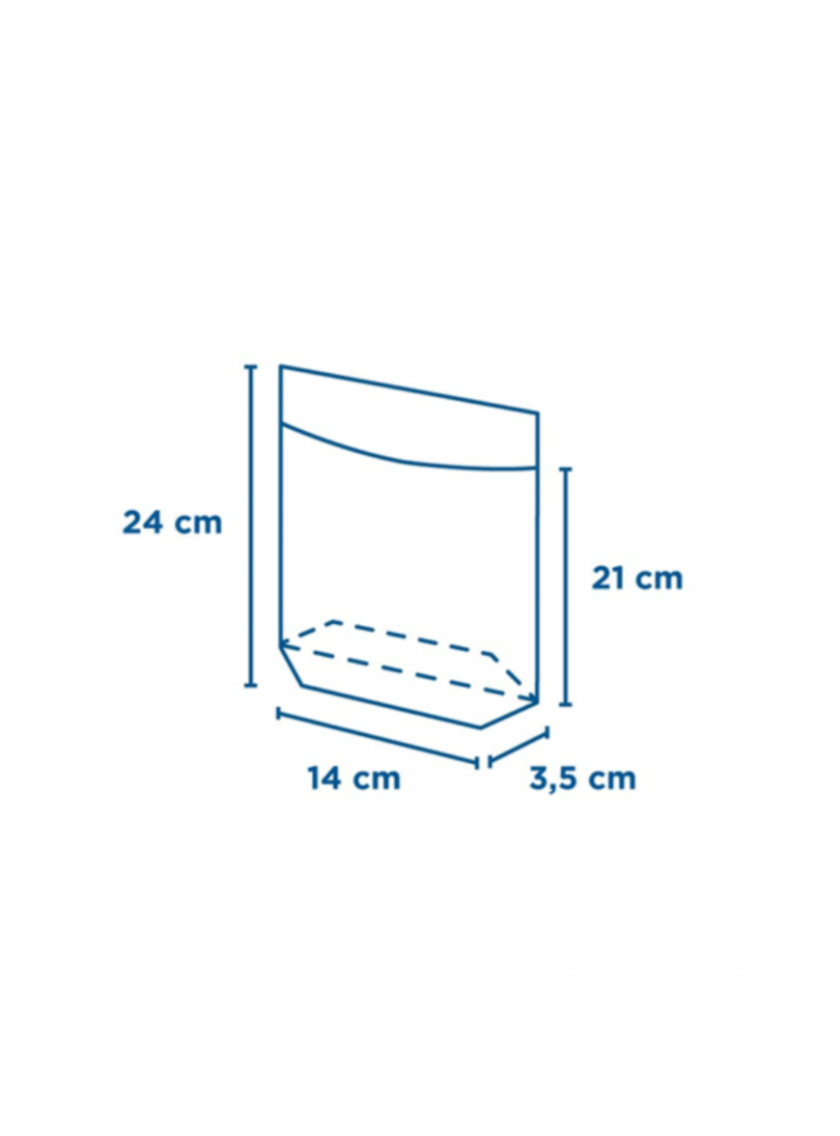 Maišelis 14x24/21x3,5 cm. pop. turtle baltas/skaidrus (100)