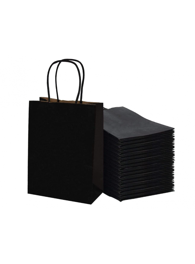 Maišelis su rankenomis (popierinis, juodas, 26 + 14 x h32 cm., 1 vnt.)