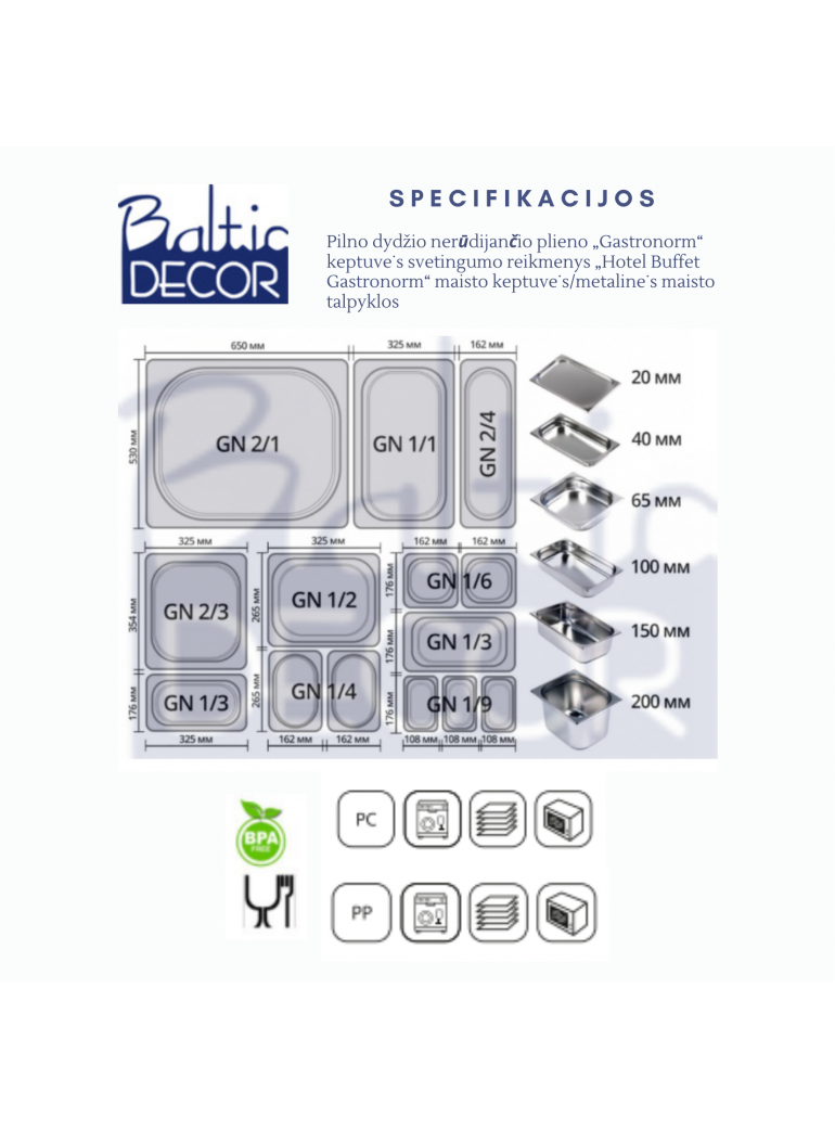 Dugnas GN 1/6 indui, perforuotas, skaidrus polieg.