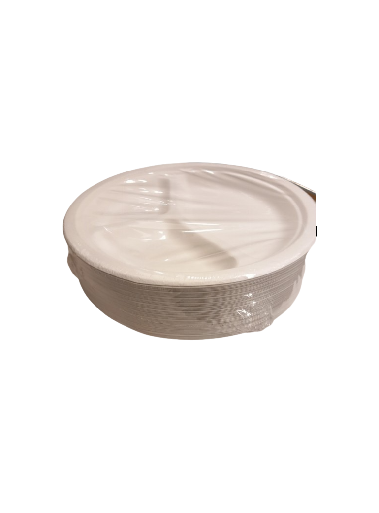 Vienk. lėkštės 26 cm  Eco tvirtos (50) 3 skyrių