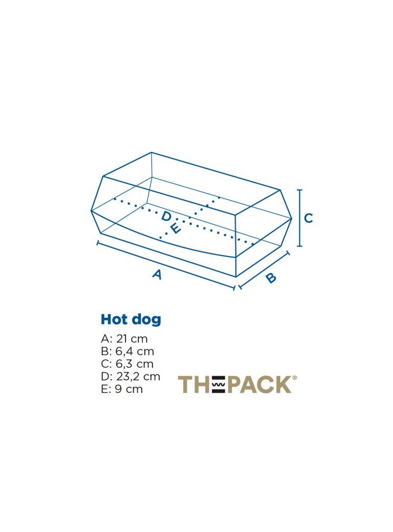 Dėžutė THEPACK HOT DOGS (balta, 23,2 x 9 x 6,3 cm., 50 vnt.)