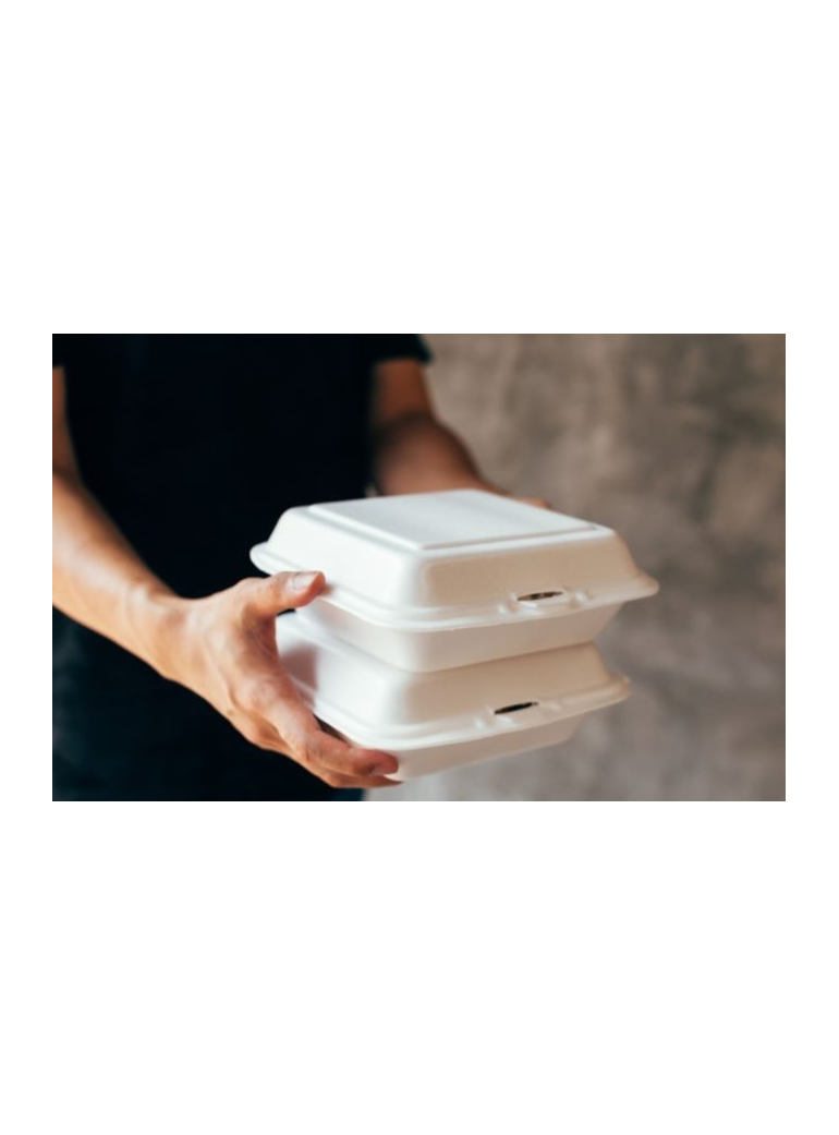 Vienk. dėžutė pietums, 3 dalių, putoplasto (100)