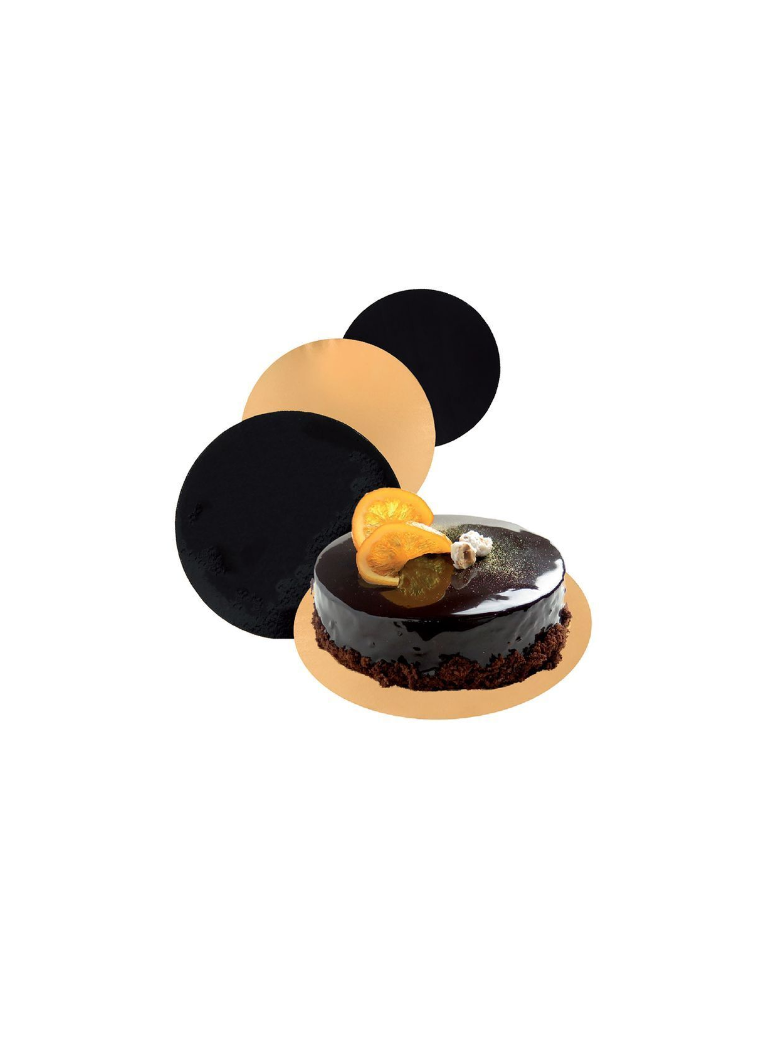 Padėkliukas po tortu 26 cm dvipusis auks/juod(100) (įpak)