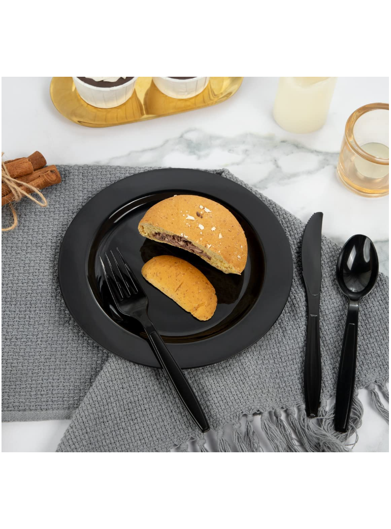 Juodi šaukštai daugkartiniai, 50 vnt.