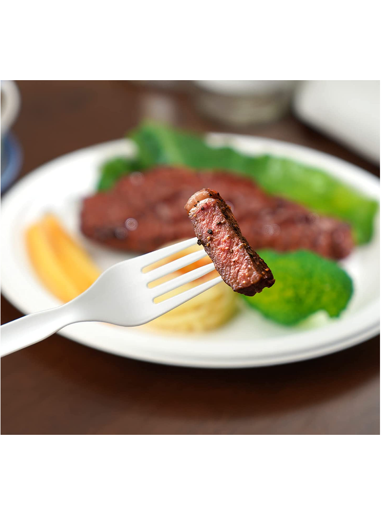 Baltos šakutės daugkartinės, 100 vnt.