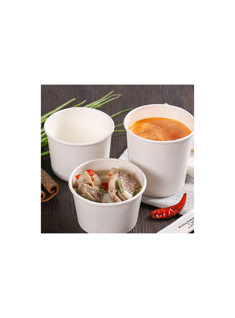 Vienkartinis indelis ECO SOUP (baltas, 450 ml., Ø7 cm., H10 cm., 50 vnt.)