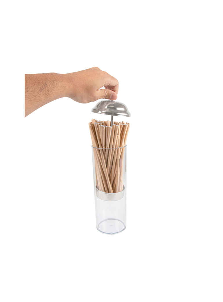 Laikiklis šiaudeliams 9 x 27 cm plastikinis, skaidrus