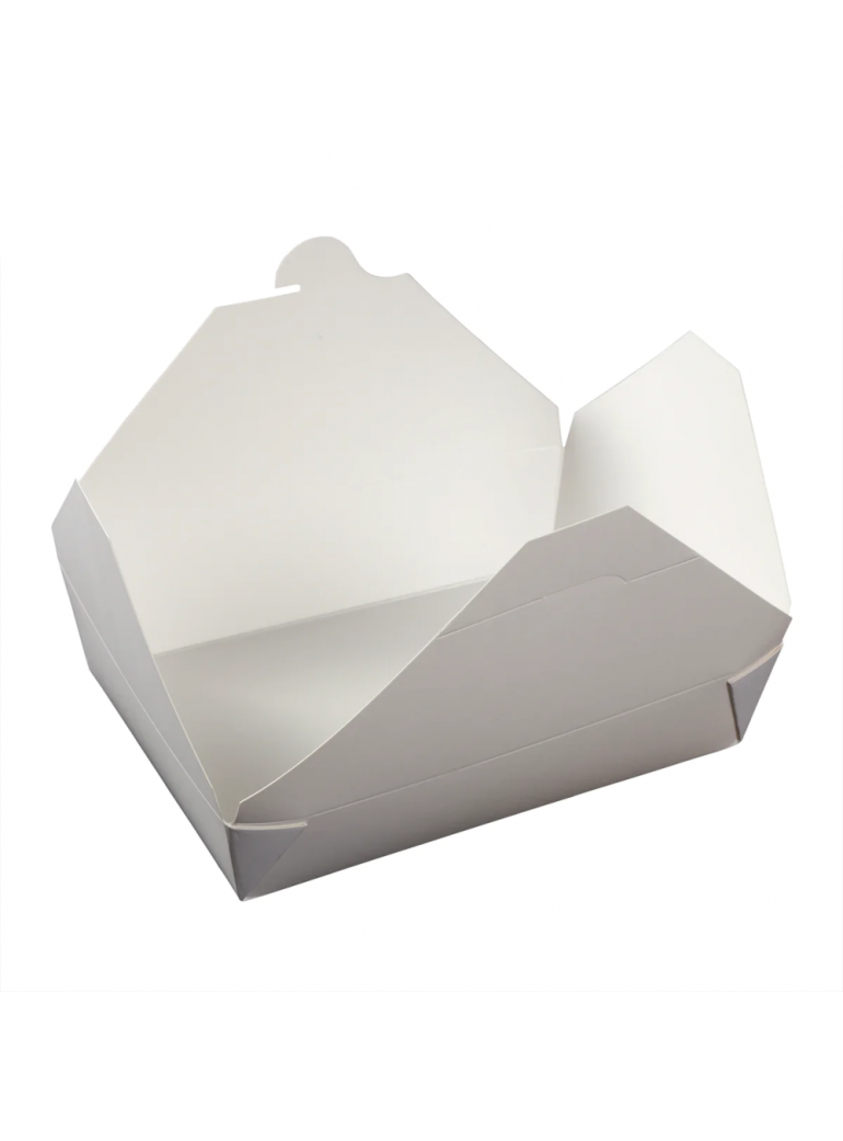 Vienkartinė dėžutė užkandžiams popierinė (balta, 1500 ml., 100 vnt.)