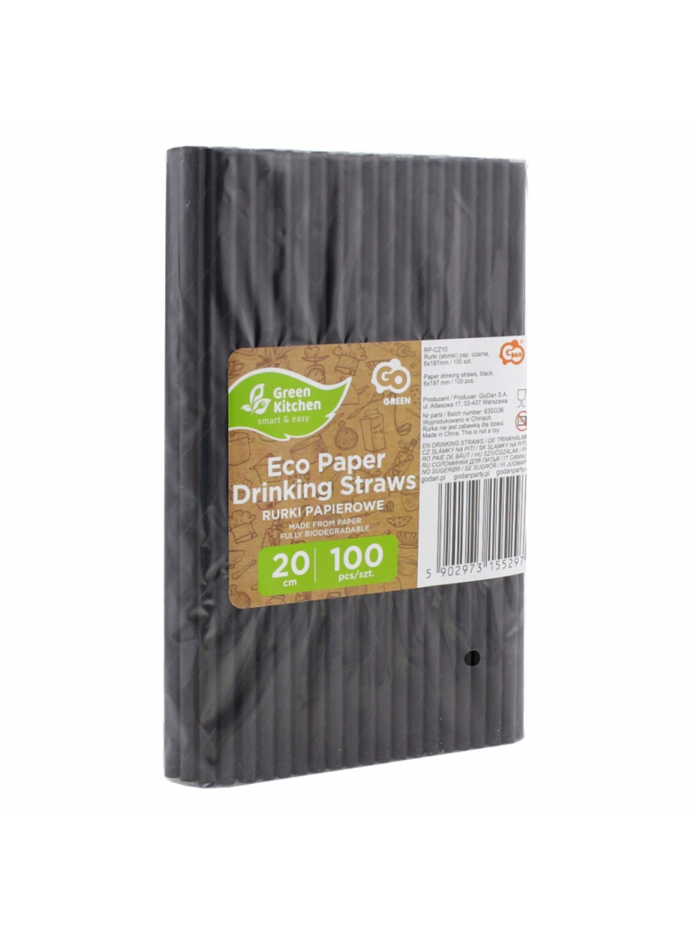 Šiaudeliai popieriniai, juodi (Ø6 mm. x 20 cm., 250 vnt.)