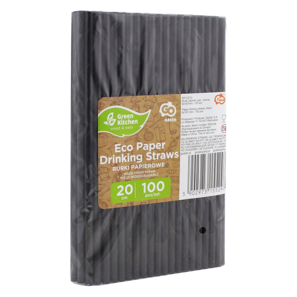 Šiaudeliai popieriniai, juodi (Ø6 mm. x 20 cm., 250 vnt.)