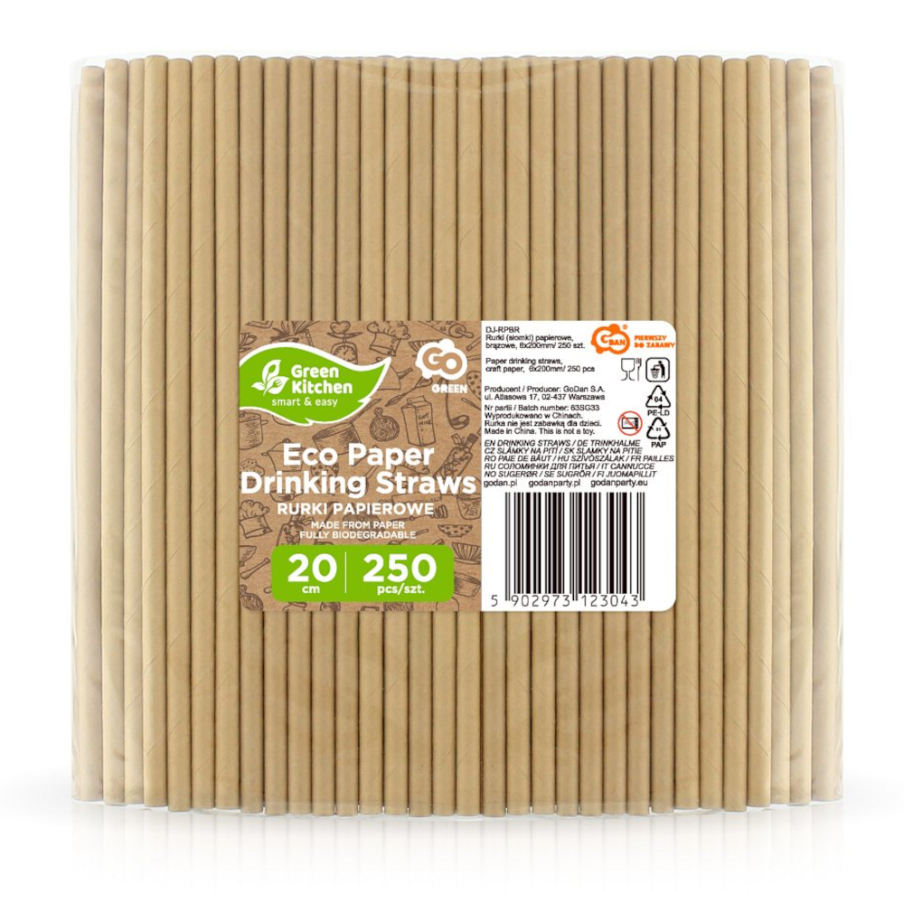 Šiaudeliai rudi (popieriniai, Ø6 x 200 mm., 250 vnt.)