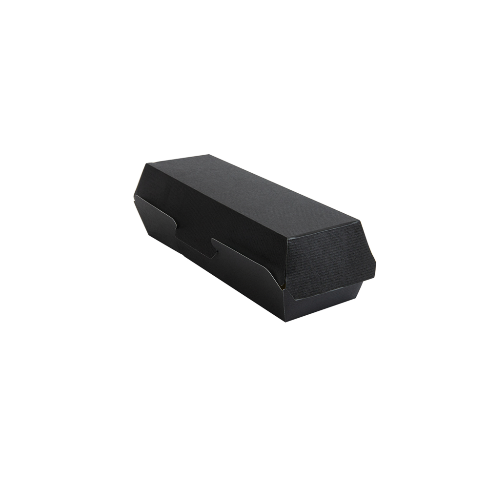 Disposable box THEPACK HOT DOGS (black, 23.2 x 9 x 6.3 cm., 50 pcs.)