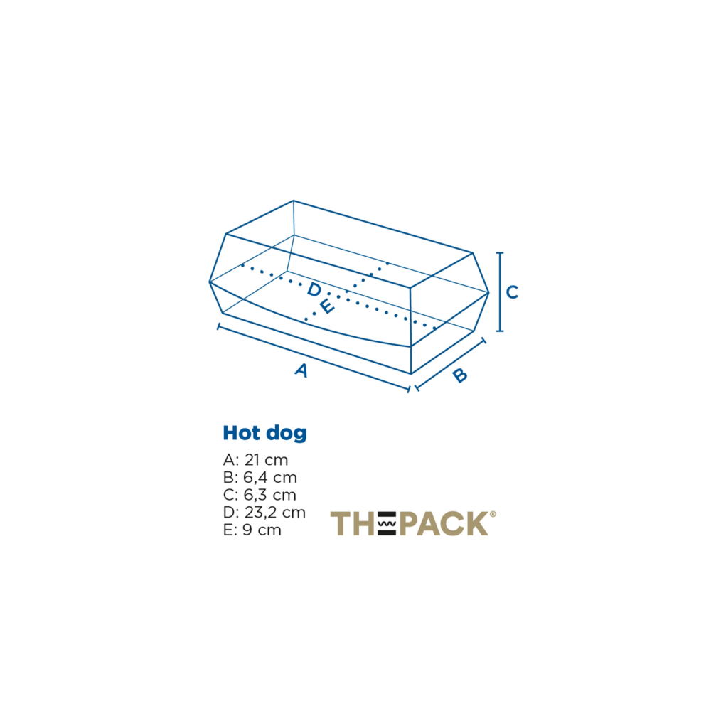 Dėžutė THEPACK HOT DOGS (juoda, 23,2 x 9 x 6,3 cm., 50 vnt.)