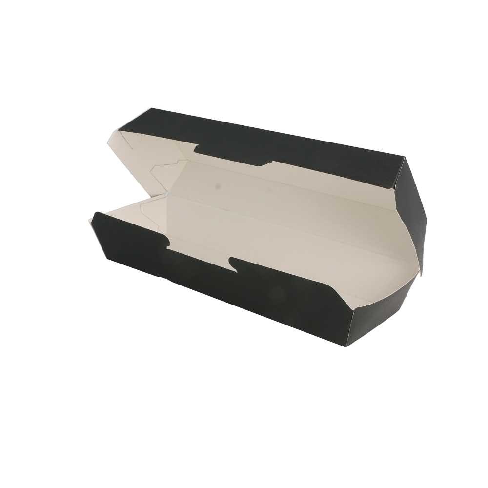 Dėžutė THEPACK HOT DOGS (juoda, 23,2 x 9 x 6,3 cm., 50 vnt.)
