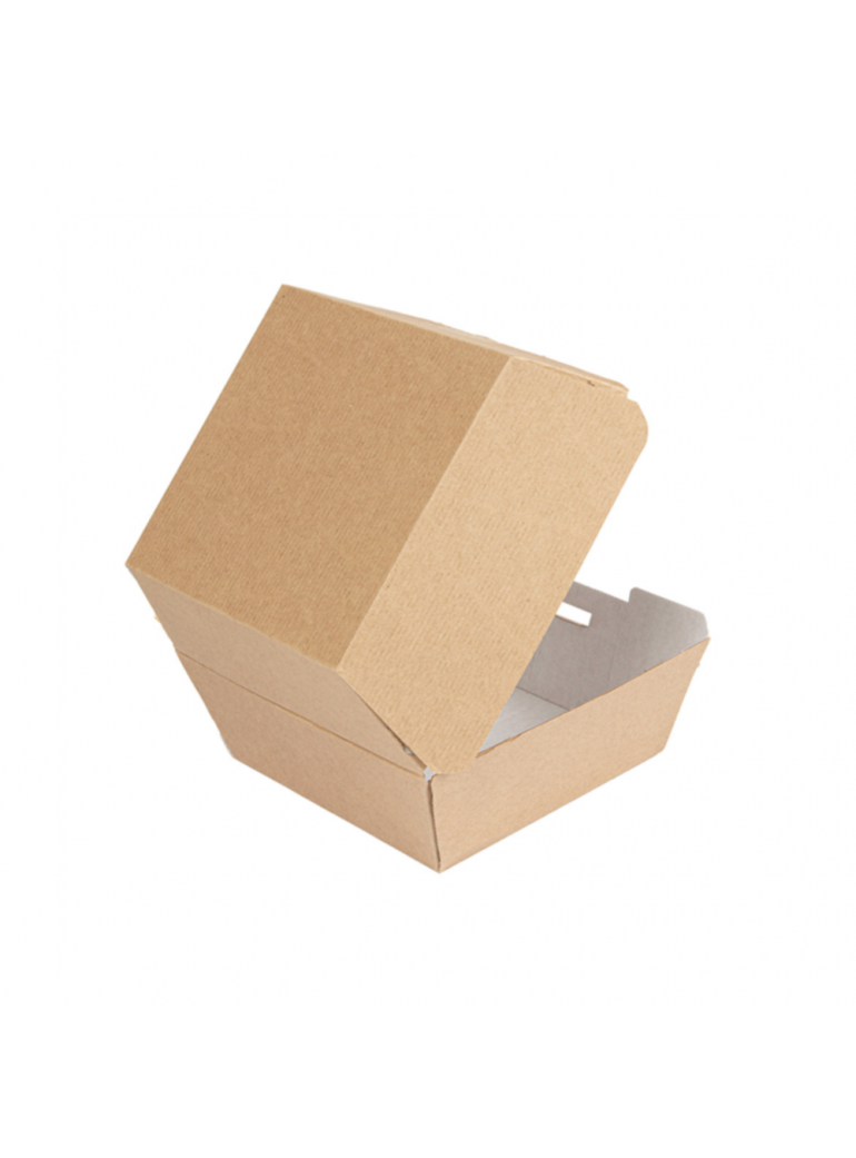 Disposable box for THEPACK hamburger (brown 13 x 12.5 x 9 cm., 50 pcs.)