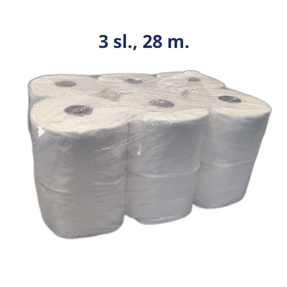 Toilet paper cellulose (3 ply, 28 m, 12 pcs.) Toilet paper cellulose (3 ply, 28 m, 12 pcs.)