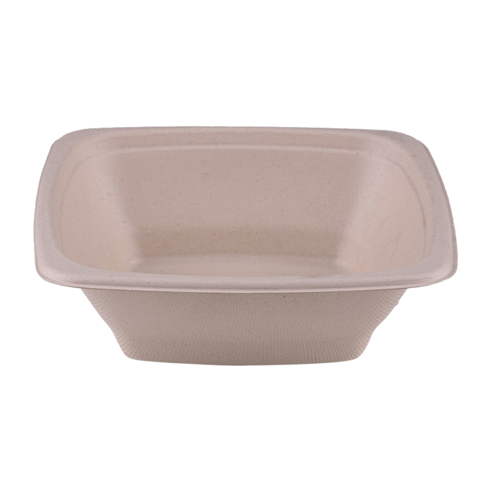 Vienkartinis keturkampis dubenėlis iš cukranendrių (750 ml., 18 x 18 x h5,4 cm., 50 vnt.)