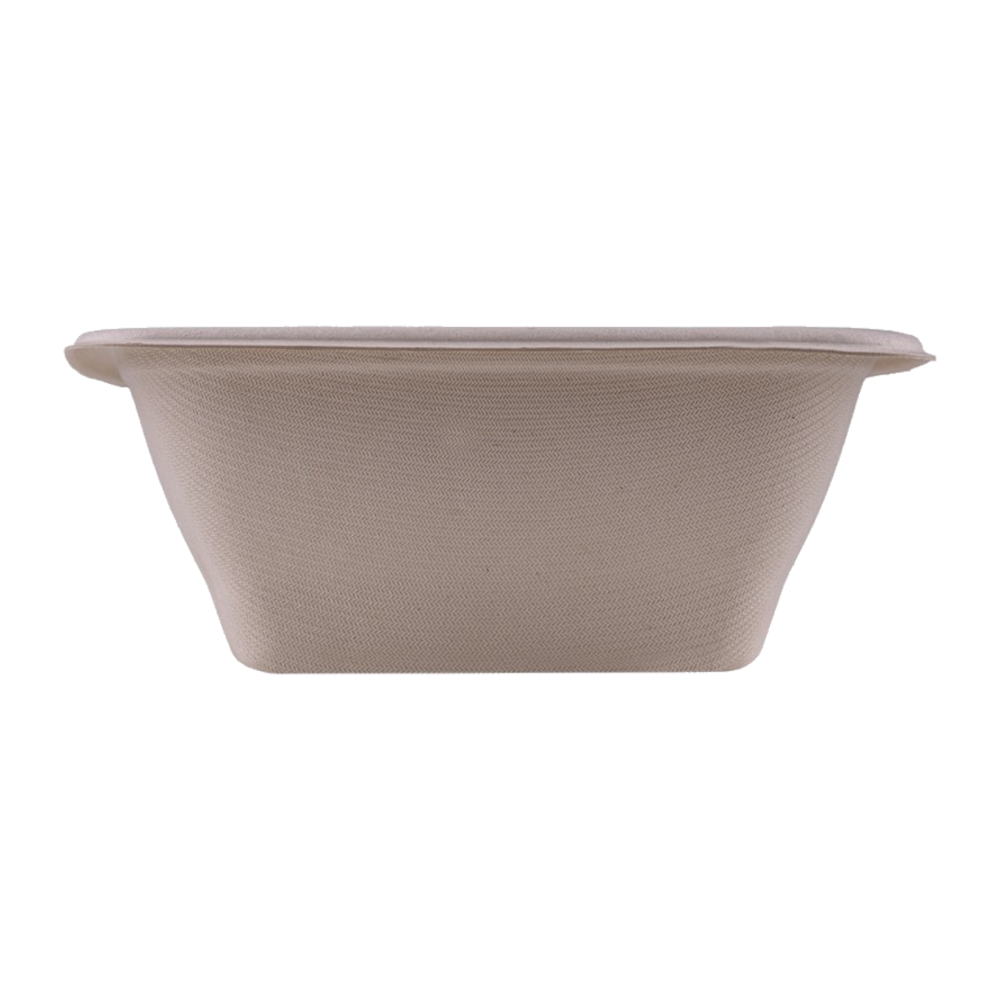 Vienkartinis keturkampis dubenėlis iš cukranendrių (950 ml., 18 x 18 x h7 cm., 50 vnt.)