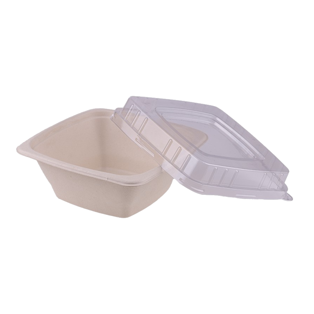 Vienkartinis keturkampis dubenėlis iš cukranendrių (950 ml., 18 x 18 x h7 cm., 50 vnt.)