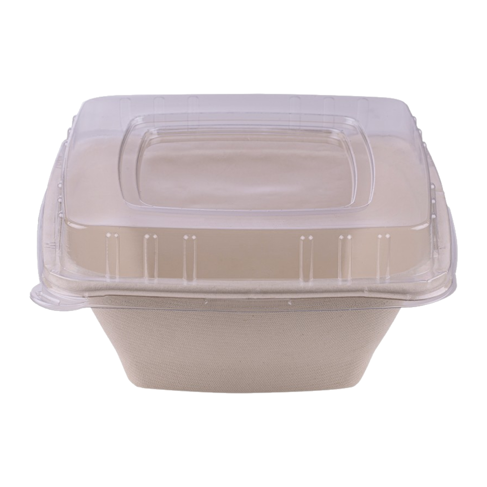 Vienkartinis keturkampis dubenėlis iš cukranendrių (950 ml., 18 x 18 x h7 cm., 50 vnt.)