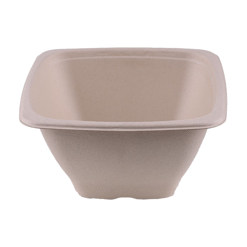 Vienkartinis keturkampis dubenėlis iš cukranendrių (1250 ml., 18 x 18 x h9 cm., 50 vnt.)