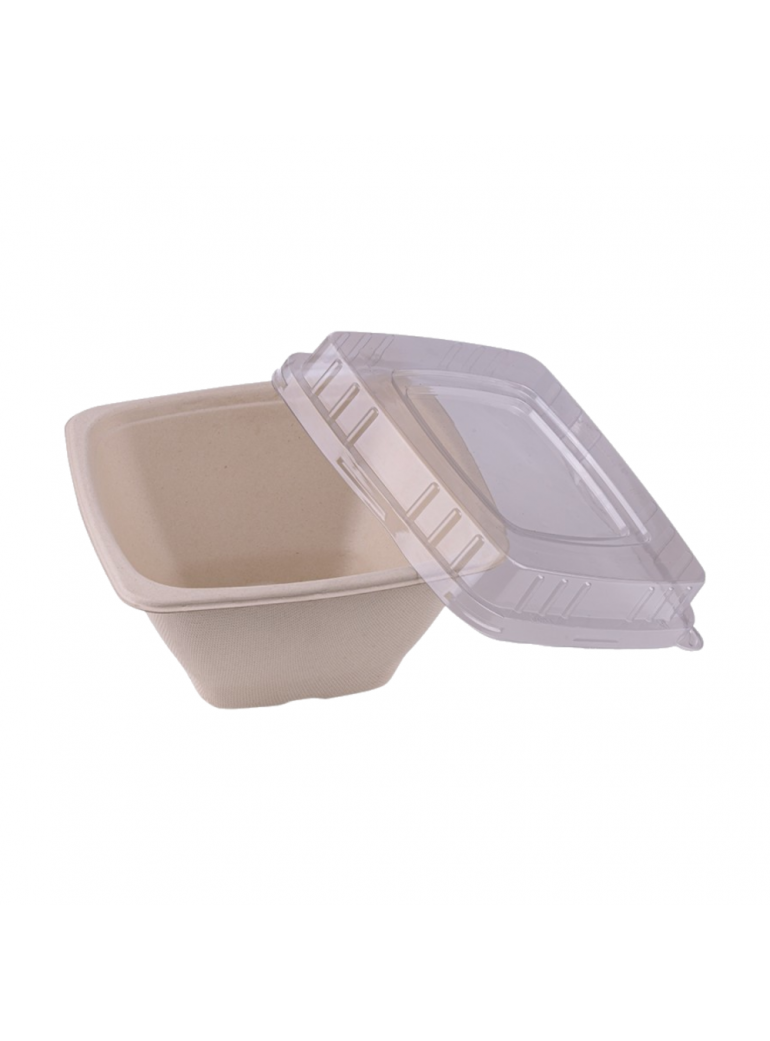 Vienkartinis keturkampis dubenėlis iš cukranendrių (1250 ml., 18 x 18 x h9 cm., 50 vnt.)