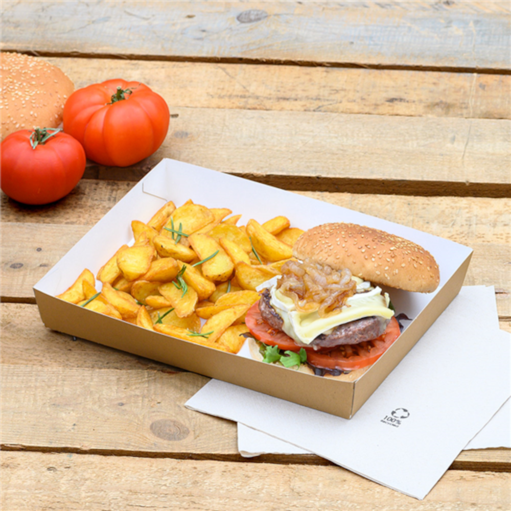 Vienkartinė padėklas - lėkštė THEPACK (rudas, 25,5 x 18 x 3,7 cm., 65 vnt.)