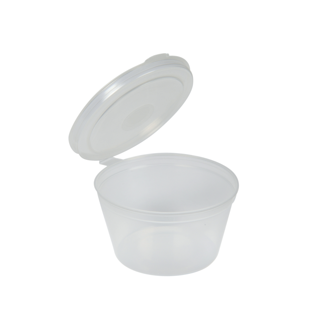 Disposable container for sauce PP with attached lid (80 ml., 50 pcs.) Disposable container for sauce PP with attached lid (80 ml., 50 pcs.)