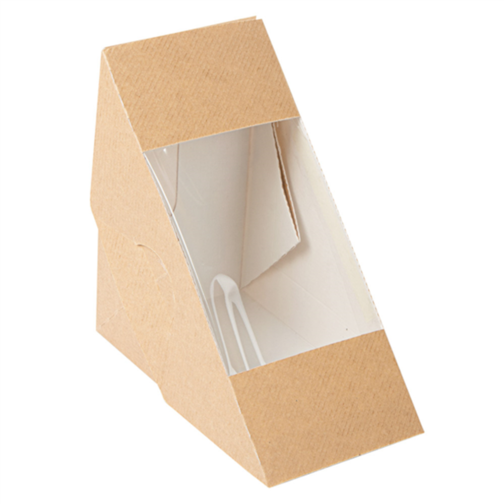 Vienkartinė dėžutė trikampė THEPACK (ruda, 12,4 x 12,4 x 7,5 cm., 50 vnt.)