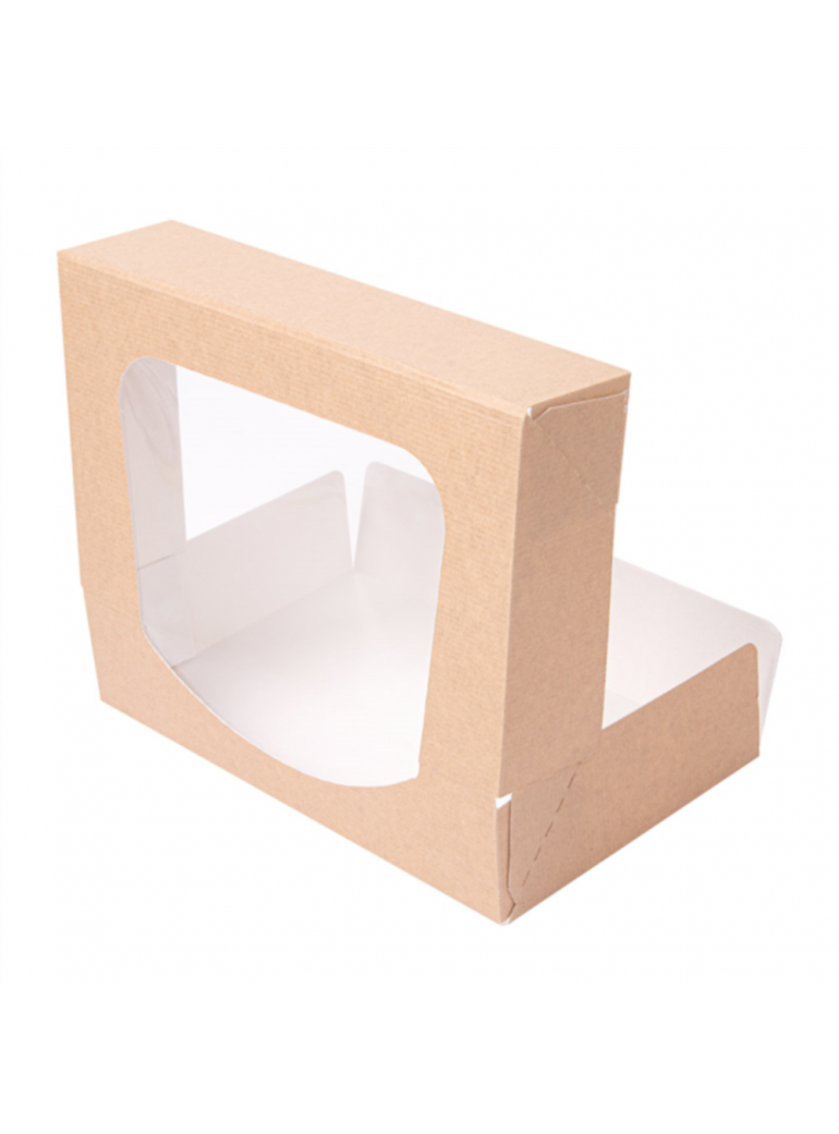 Dėžutė su langeliu THEPACK (ruda, 19,7 x 12 x 4,5 cm., 50 vnt.)