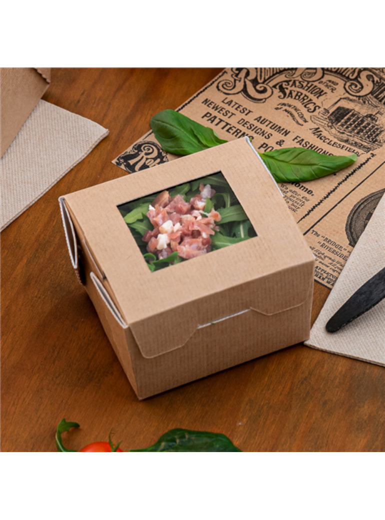 Dėžutė THEPACK su langeliu (ruda, 300 ml., 50 vnt.)