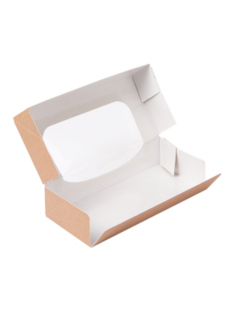 Dėžutė THEPACK su langeliu (ruda, 19,7 x 9 x 4,5 cm., 50 vnt.)